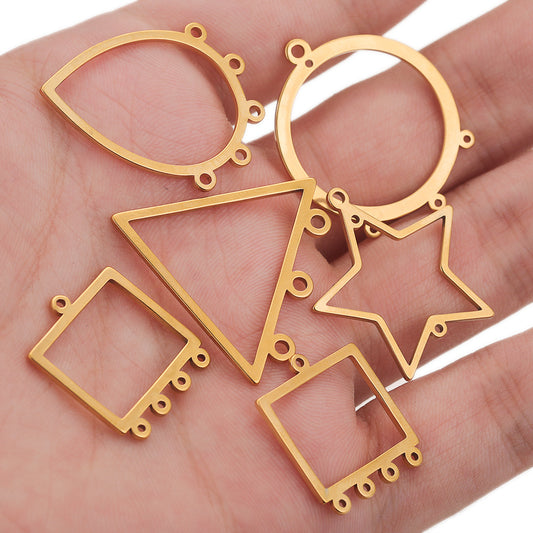 10PCS Stainless Steel Geometric Earring Connectors | Hollow-Out Design, Essential DIY Jewelry Supplies for Earring Making