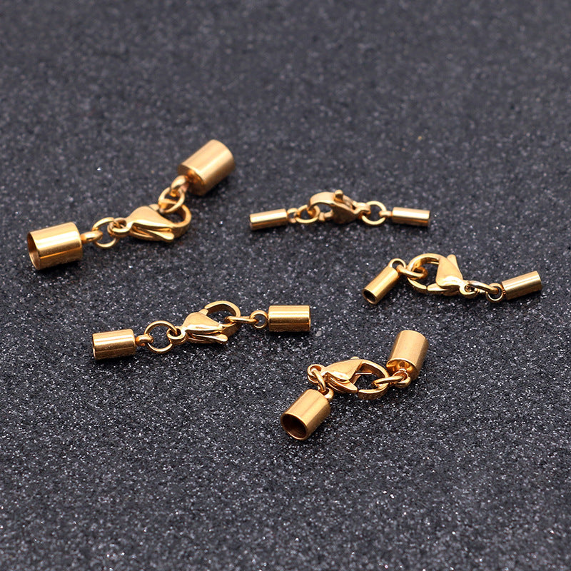 5 Sets Stainless Steel Leather Cord Clasp, Lobster Claw & Barrel Clasp for Bracelets and Necklaces, DIY Jewelry Making Cord End Findings