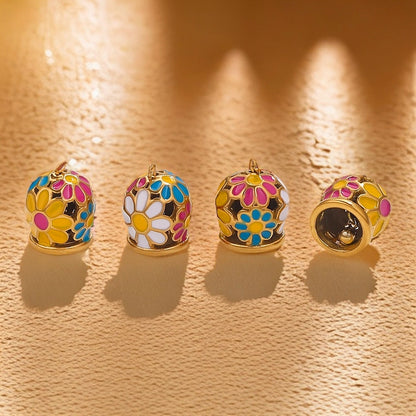Stainless Steel Enamel Bell Pendants, DIY Jewelry Accessories for Bracelets/Anklets, Ideal for Leather Cord & Red Cord Connections