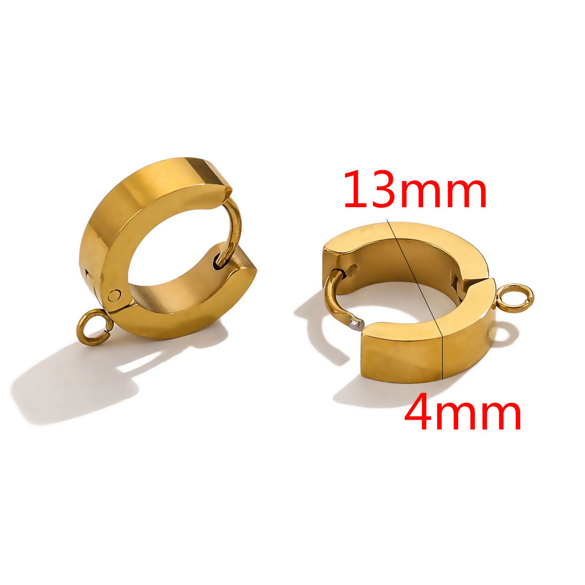 5 Pairs Stainless Steel Polished Circular Earrings -  Retro & Lightweight, DIY Ear Clasps - Titanium Steel Colorfast Ear Studs & Hoops