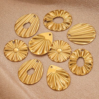 10PCS Stainless Steel Round Flower Pendant with Hole, DIY Teardrop Earring Connector, Jewelry Making Supplies for Stud Earrings