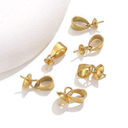 10PCS Stainless Steel Bails Connectors Bale Pinch Pendant Clasp Clips,Pearl Holder Seed Clasp, DIY Necklace Pendant Jewelry Making Supplies