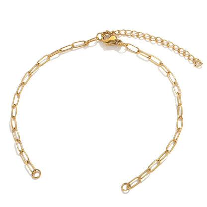 5PCS Real Gold Plated Semi - finished Base Chain for DIY Bracelets - Stainless Steel Long Cross, Adjustable Titanium Steel Accessories