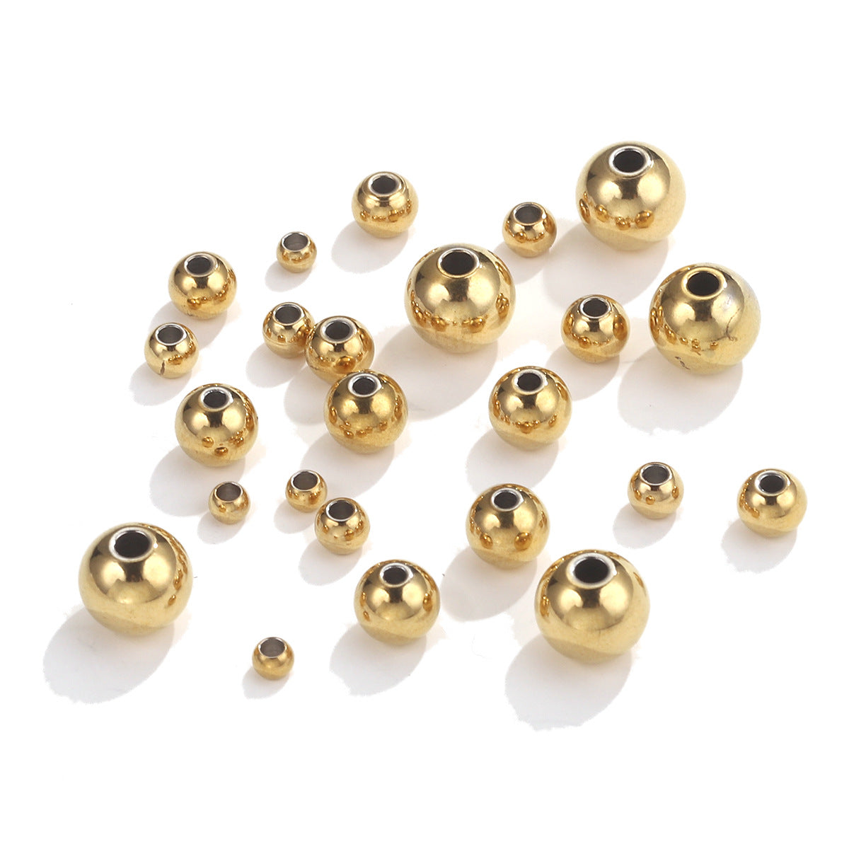 50PCS Stainless Steel Solid Drilled Beads | Titanium Steel Loose Beads for DIY Bracelets, Jewelry Making Supplies