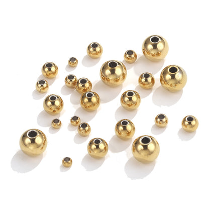 50PCS Stainless Steel Solid Drilled Beads | Titanium Steel Loose Beads for DIY Bracelets, Jewelry Making Supplies