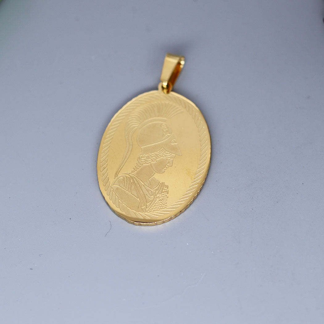 Stainless Steel Athena Greek Goddess Medal Pendant - DIY Jewelry Supplies for Custom Necklaces