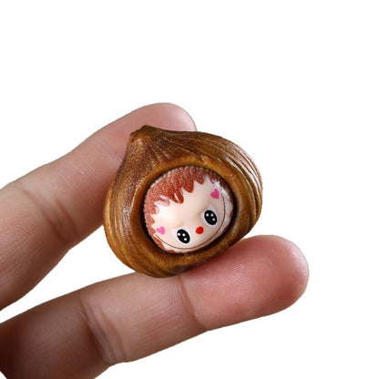 Green Sandalwood Garlic LABUBU Bead, Carved Wooden Charm Pendant, Natural Wood Spacer for DIY Bracelet Necklace Jewelry Making