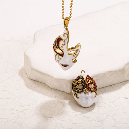 Stainless Steel Creative Chinese Peking Opera Mask Charms, Luxury High-End Enameled DIY Necklace Pendants, Traditional National Essence Jewelry