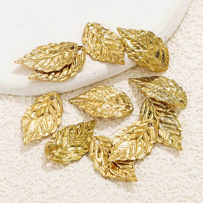 20PCS Stainless Steel Leaf & Ginkgo Leaf Charms - DIY Vintage-Style Earring & Hair Accessory Pendants