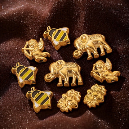 2PCS Stainless Steel Spacer Beads, Elephant Owl Buddha Head Diamond Shape Decorative Beads for DIY Jewelry Making