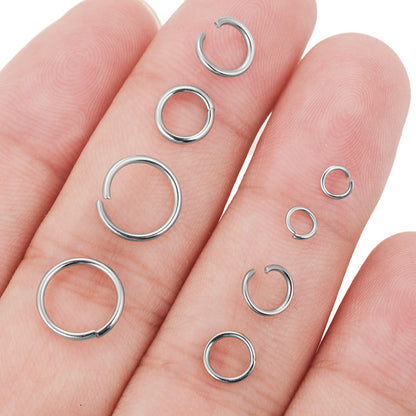 200PCS Stainless Steel Jump Rings - Rust-Proof Open/Closed Rings, Titanium Steel DIY Jewelry Findings & Connector Components