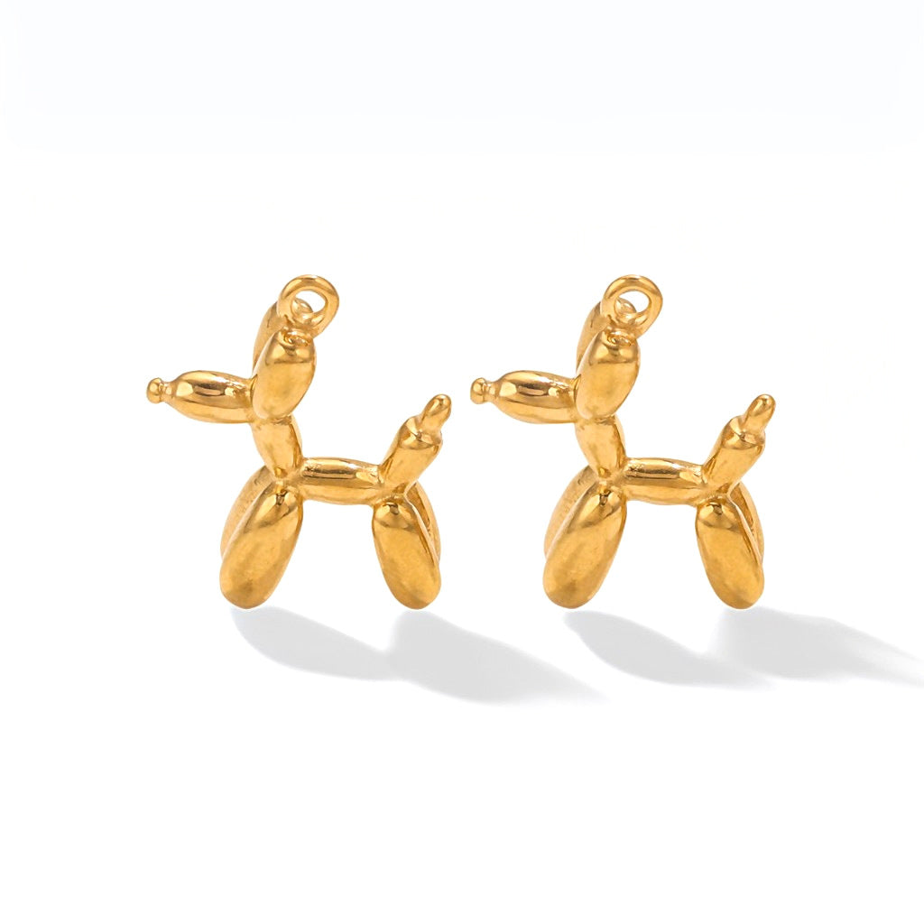 Titanium Steel Dog Pendant | Minimalist Hip-Hop Style + Cute 3D Balloon Dog Design, Trendy DIY Jewelry Charm for Necklaces
