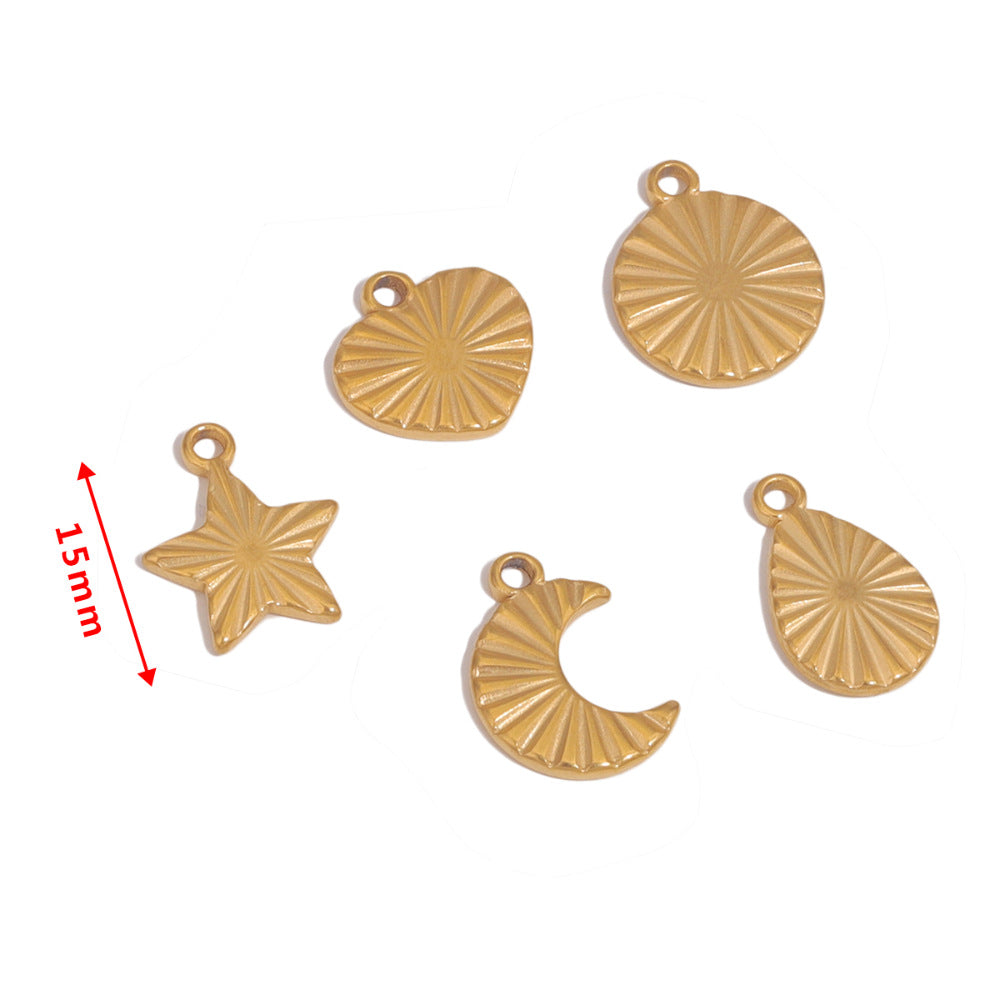 5PCS Stainless Steel Sun Moon Star Pendant Charm, DIY Jewelry Making Supplies for Earrings, Bracelets, and Necklaces