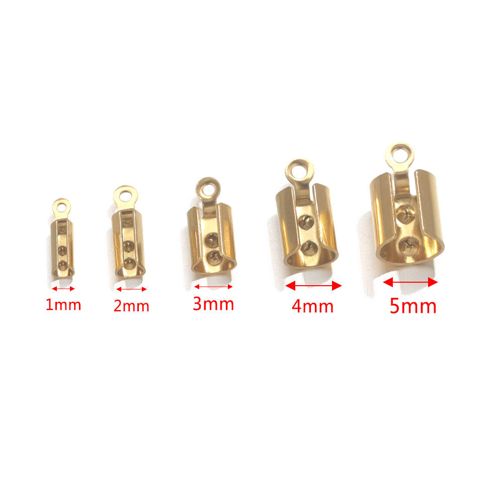 50PCS Stainless Steel End Caps & Cord Clasps, Lobster Clasp Cord Connectors, DIY Bracelet Anklet Jewelry Making Findings