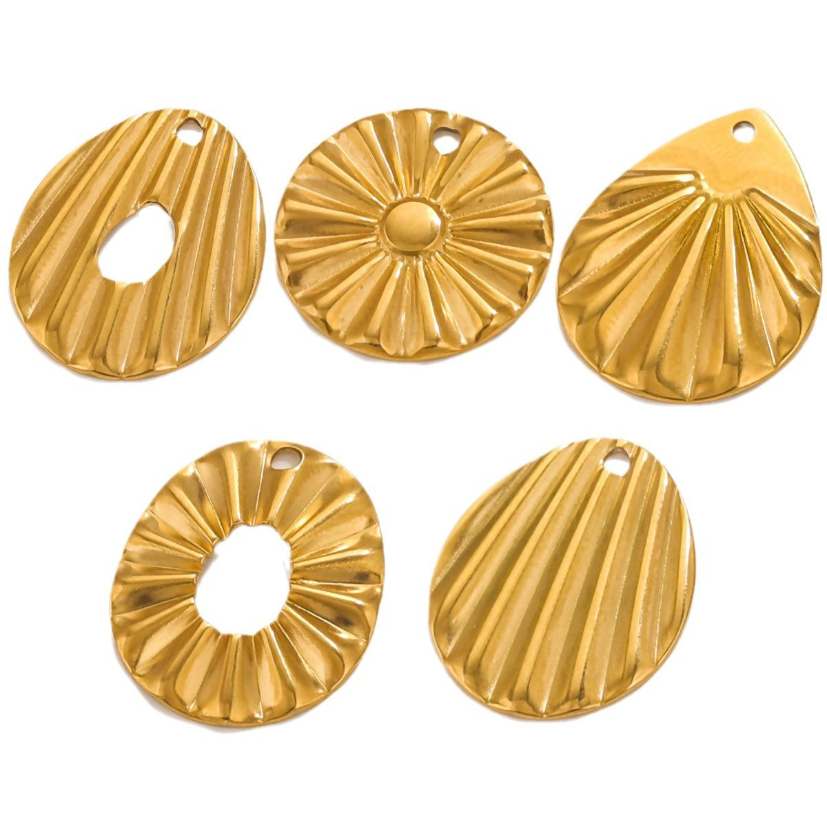 10PCS Stainless Steel Round Flower Pendant with Hole, DIY Teardrop Earring Connector, Jewelry Making Supplies for Stud Earrings