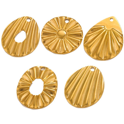 10PCS Stainless Steel Round Flower Pendant with Hole, DIY Teardrop Earring Connector, Jewelry Making Supplies for Stud Earrings