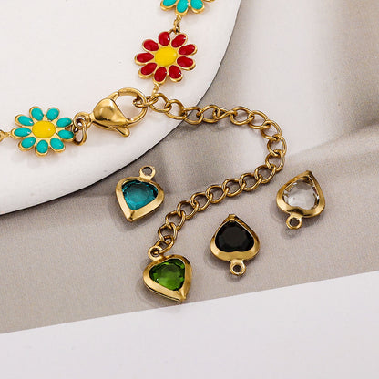20PCS Stainless Steel Crystal Water Drop Charms - Colorful Titanium Steel, Minimalist Luxury DIY Necklace Jewelry Accessory