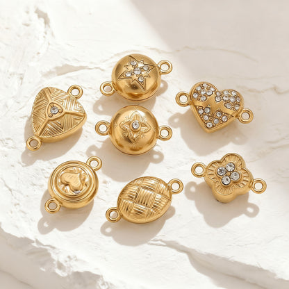 Stainless Steel Rose Magnetic Clasp, Vacuum Gold Plated Flower End Clasp, DIY Bracelet Necklace Jewelry Making Supplies