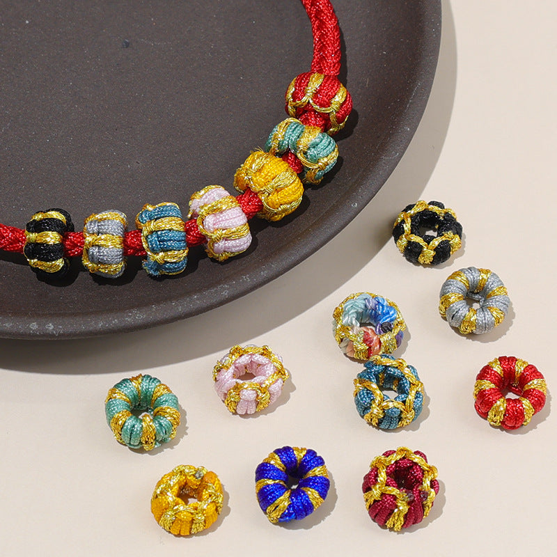 10PCS Lotus Seat Coil DIY Handmade Cord, Red String Necklace Connector, Half-Finished Jewelry Findings for Bracelet & Pendant Making