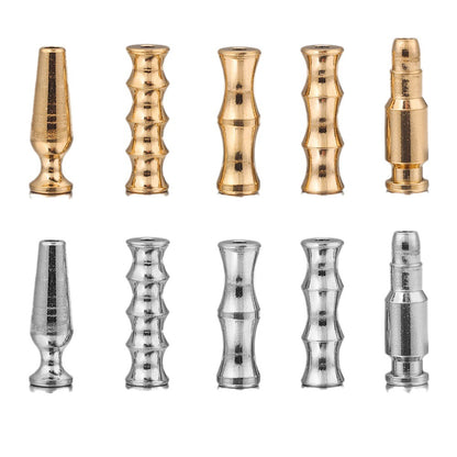 2PCS Gold Stainless Steel Bamboo Joint Bullet Beads | Loose Spacer Beads for DIY Jewelry Making Supplies