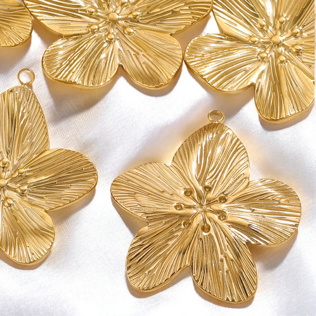 Vintage Stainless Steel Flower Pendants,  DIY Charms for Necklaces & Earrings, Jewelry Making Accessories