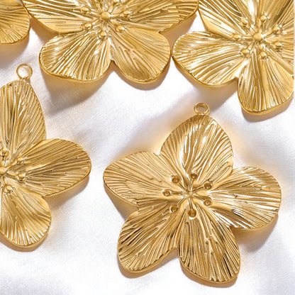 Vintage Stainless Steel Flower Pendants,  DIY Charms for Necklaces & Earrings, Jewelry Making Accessories