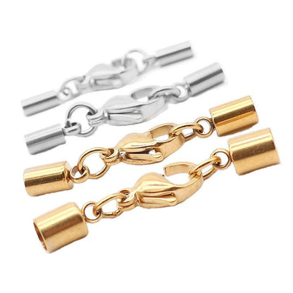 5 Sets Stainless Steel Leather Cord Clasp, Lobster Claw & Barrel Clasp for Bracelets and Necklaces, DIY Jewelry Making Cord End Findings