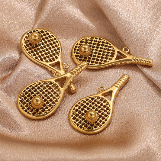 Stainless Steel Tennis Racket Keychain Pendant, Creative Sports Charm, DIY Vintage Bag or Necklace Jewelry Accessory