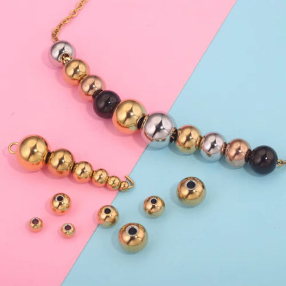 50PCS Stainless Steel Solid Drilled Beads | Titanium Steel Loose Beads for DIY Bracelets, Jewelry Making Supplies