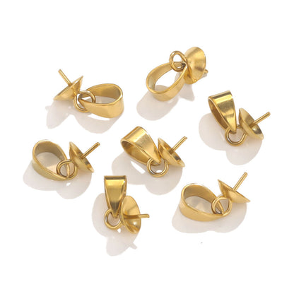 10PCS Stainless Steel Bails Connectors Bale Pinch Pendant Clasp Clips,Pearl Holder Seed Clasp, DIY Necklace Pendant Jewelry Making Supplies