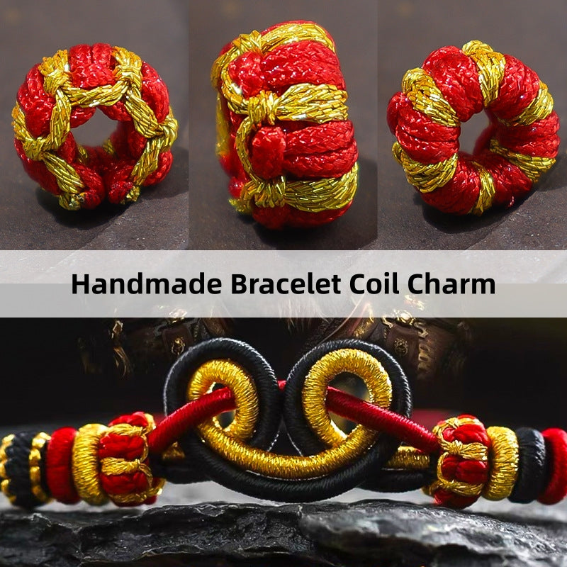 10PCS Lotus Seat Coil DIY Handmade Cord, Red String Necklace Connector, Half-Finished Jewelry Findings for Bracelet & Pendant Making