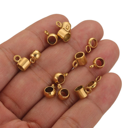 20PCS Stainless Steel Bails Beads  Roundelle Barrel Large Hole Hanger Links Connectors with Charm Loop for Snake Chain European Bracelet Pendant, 2~5mm Hole