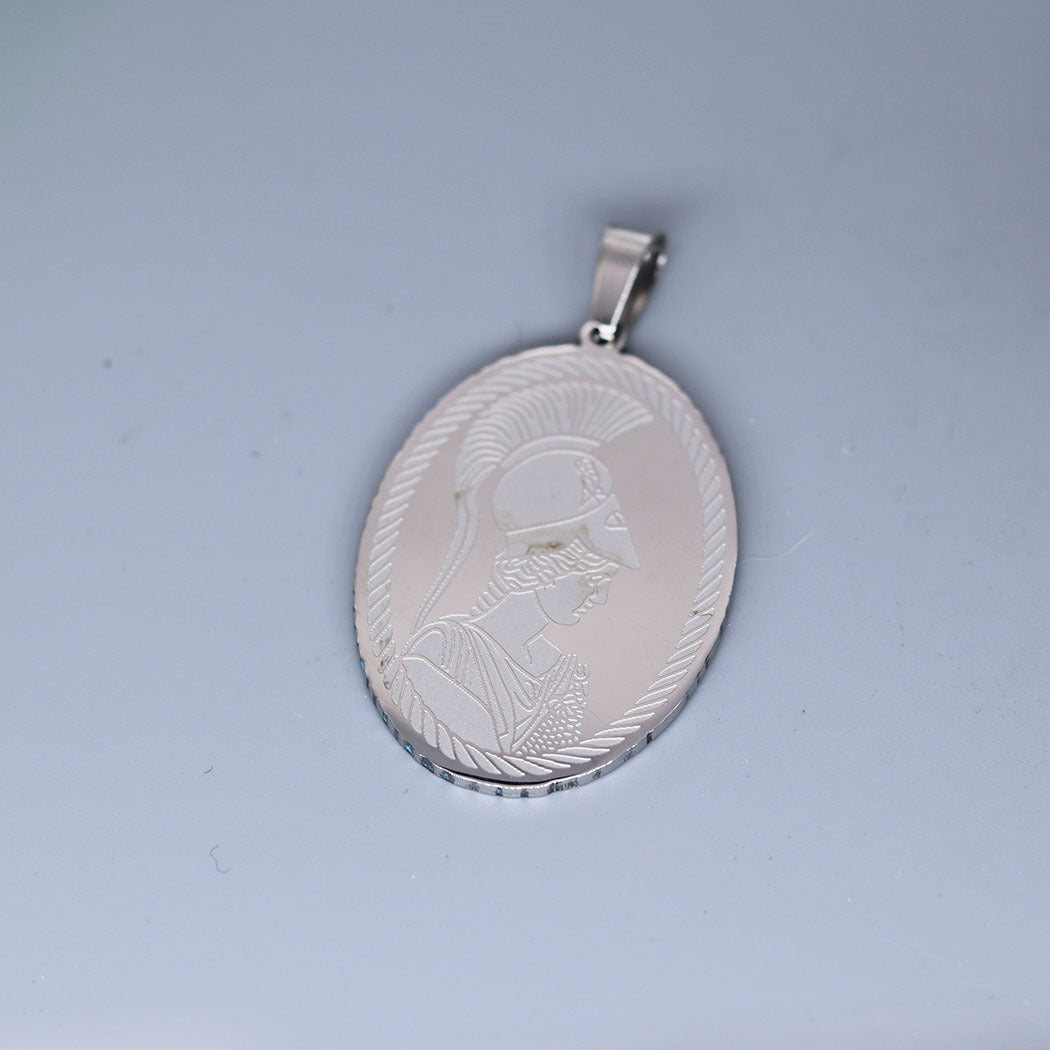 Stainless Steel Athena Greek Goddess Medal Pendant - DIY Jewelry Supplies for Custom Necklaces