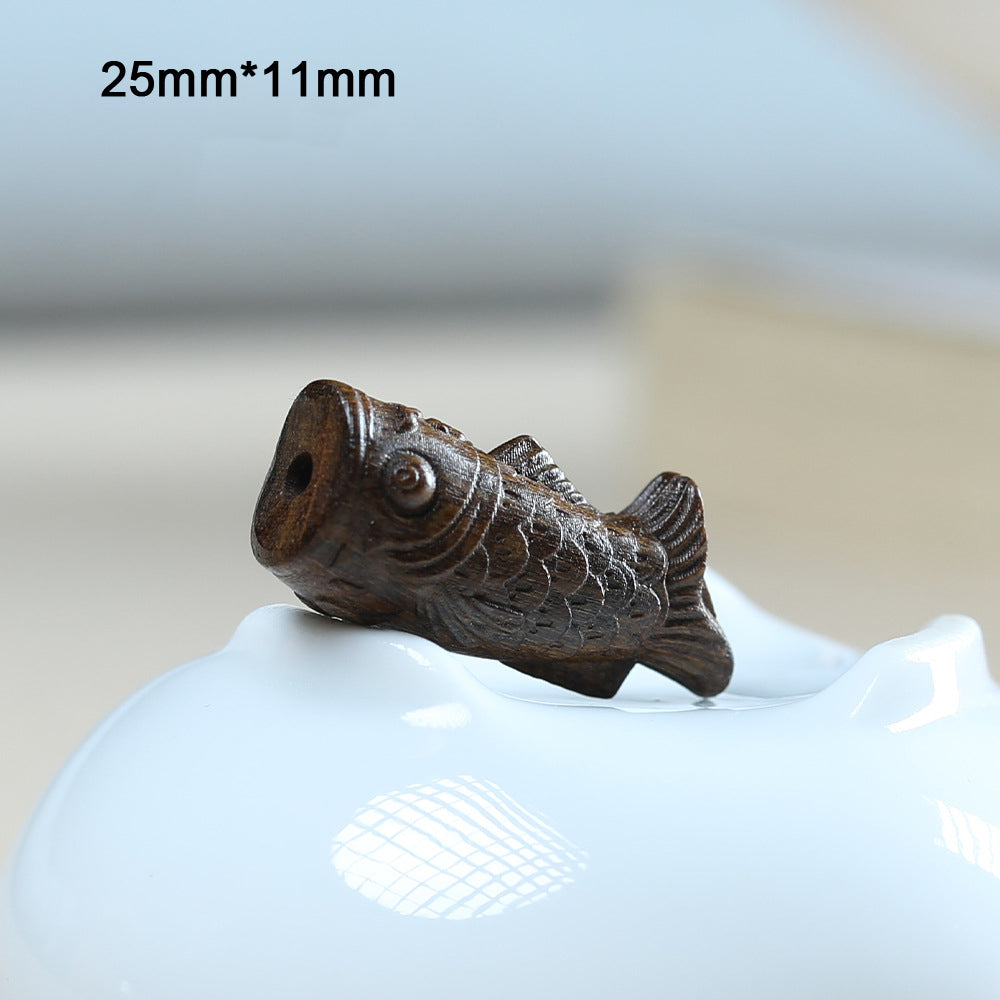 Rosewood Agarwood Carved Koi Fish Pendant, Cute DIY Charm, Handcrafted Jewelry Making, Phone Strap, Bracelet, Necklace, Beaded Accessory