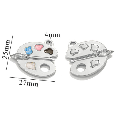Stainless Steel Colorful Easel Pendant - DIY Necklace Drop - Oil Titanium Steel Enamel Connector Charm, Adorable Accessory