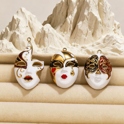 Stainless Steel Creative Chinese Peking Opera Mask Charms, Luxury High-End Enameled DIY Necklace Pendants, Traditional National Essence Jewelry
