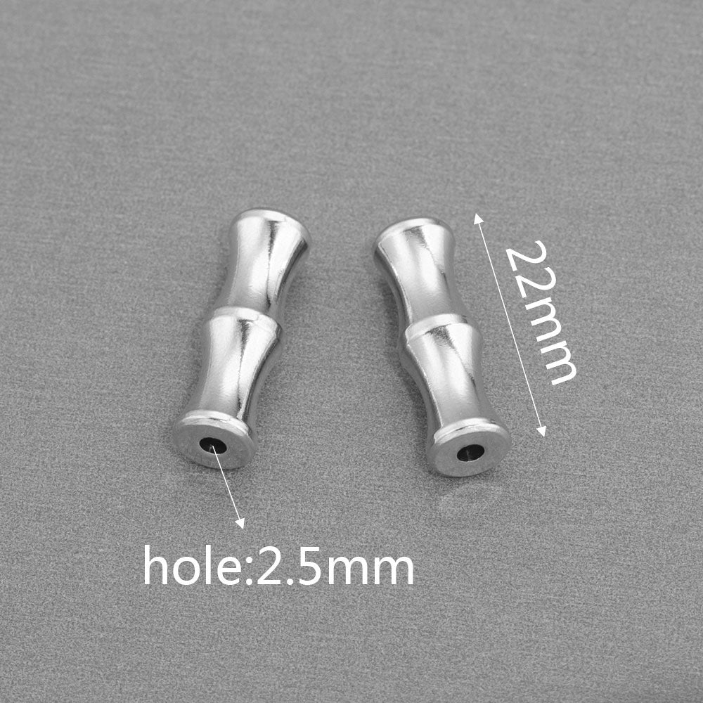 2PCS Gold Stainless Steel Bamboo Joint Bullet Beads | Loose Spacer Beads for DIY Jewelry Making Supplies