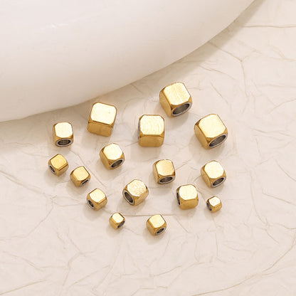 20PCS Stainless Steel Chamfered Through-Hole Square Beads | Durable Leather Cord End Beads for Jewelry Making