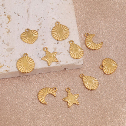 5PCS Stainless Steel Sun Moon Star Pendant Charm, DIY Jewelry Making Supplies for Earrings, Bracelets, and Necklaces