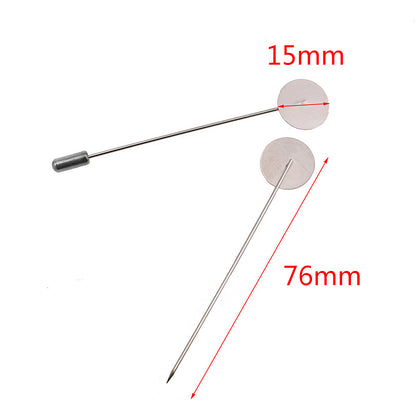10PCS DIY Jewelry Brooch Pins - Stainless Steel Long Disk Pin with Stopper (Cabochon Compatible)