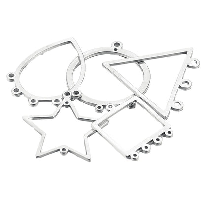 10PCS Stainless Steel Geometric Earring Connectors | Hollow-Out Design, Essential DIY Jewelry Supplies for Earring Making