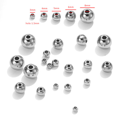 50PCS Stainless Steel Solid Drilled Beads | Titanium Steel Loose Beads for DIY Bracelets, Jewelry Making Supplies