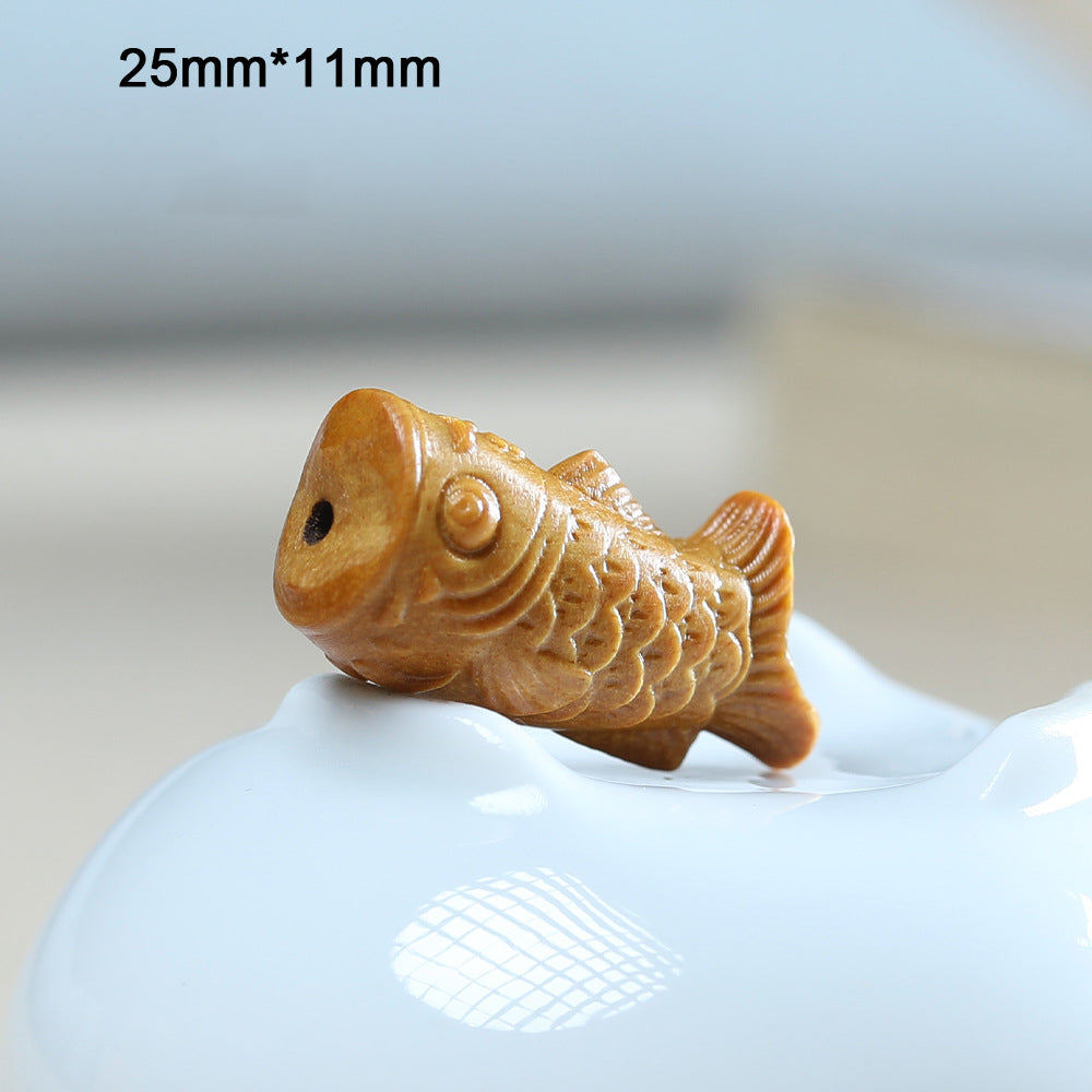Rosewood Agarwood Carved Koi Fish Pendant, Cute DIY Charm, Handcrafted Jewelry Making, Phone Strap, Bracelet, Necklace, Beaded Accessory