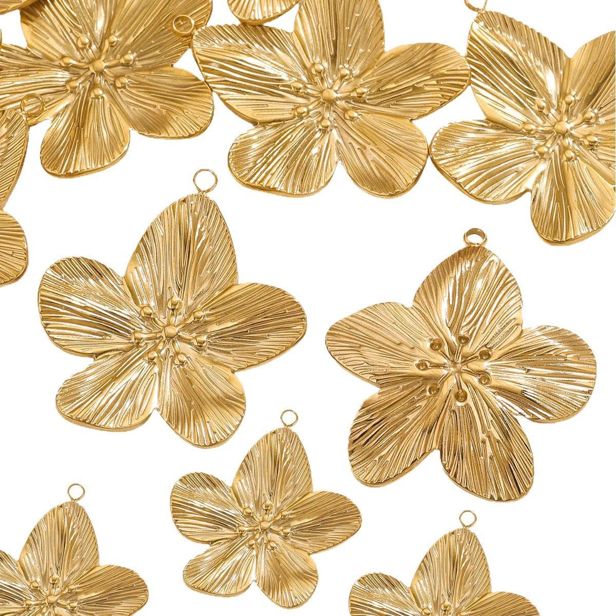 Vintage Stainless Steel Flower Pendants,  DIY Charms for Necklaces & Earrings, Jewelry Making Accessories
