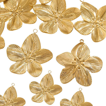 Vintage Stainless Steel Flower Pendants,  DIY Charms for Necklaces & Earrings, Jewelry Making Accessories
