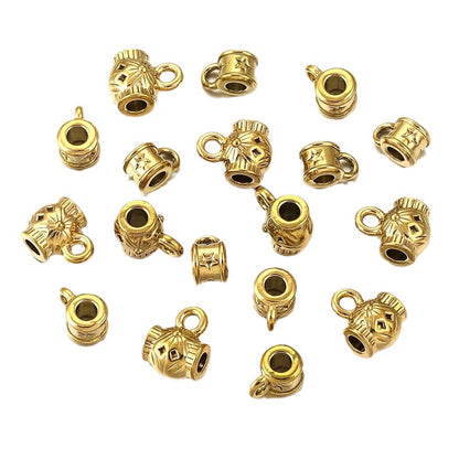 2PCS Titanium Steel Retro Totem Beads - Integrated Stainless Steel Large-Hole Dangle Beads, Bracelet/Necklace Spacer & Positioning Parts, DIY Accessories