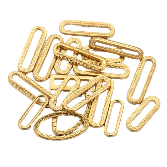 20PCS Stainless Steel Oval & Rectangular Frame Earring Connectors - DIY Jewelry Making Supplies & Components