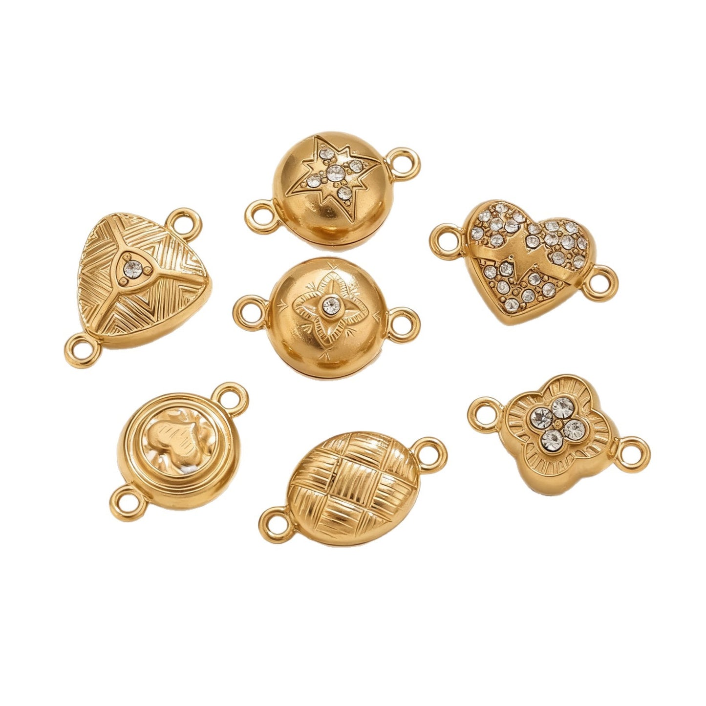 Stainless Steel Rose Magnetic Clasp, Vacuum Gold Plated Flower End Clasp, DIY Bracelet Necklace Jewelry Making Supplies