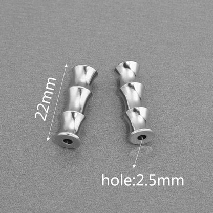 2PCS Gold Stainless Steel Bamboo Joint Bullet Beads | Loose Spacer Beads for DIY Jewelry Making Supplies