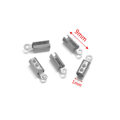 50PCS Stainless Steel End Caps & Cord Clasps, Lobster Clasp Cord Connectors, DIY Bracelet Anklet Jewelry Making Findings